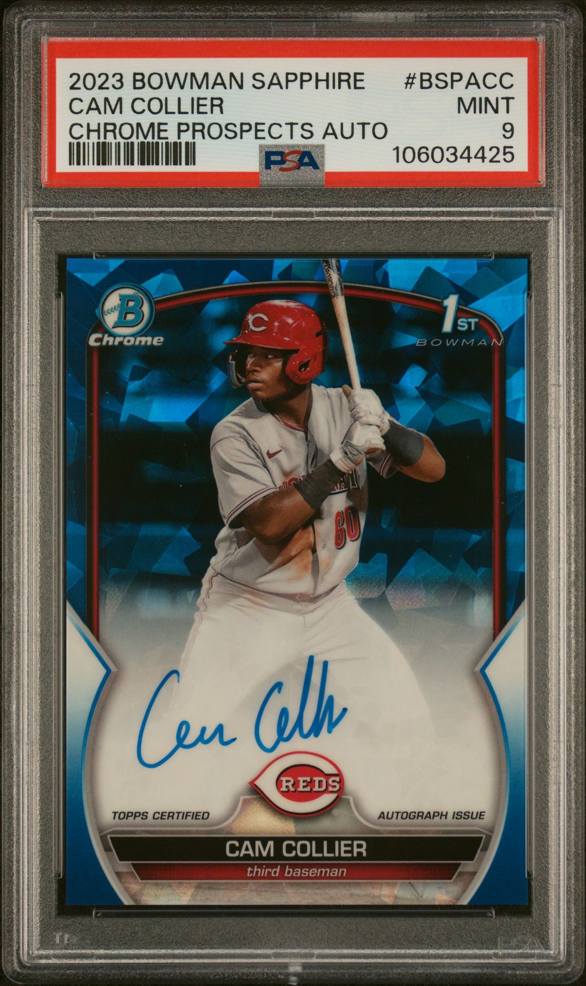 2023 Bowman BOWMAN SAPPHIRE EDITION CHROME PROSPECTS AUTOGRAPHS #BSPACC Cam Collier front