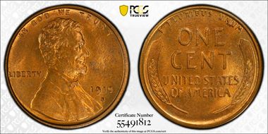 1915-S 1C MS65+ RD