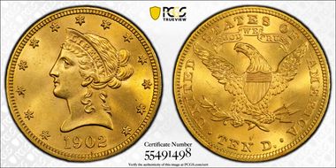 1902 $10 MS65
