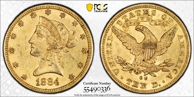 1884-CC $10 AU58