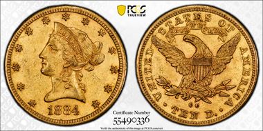 1884-CC $10 AU58