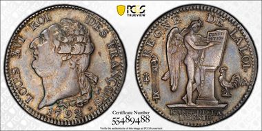 1792-A Ecu Gad-55 No Dot, 1st Sem. AU55