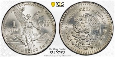 1986-Mo Onza Libertad Ag MS67