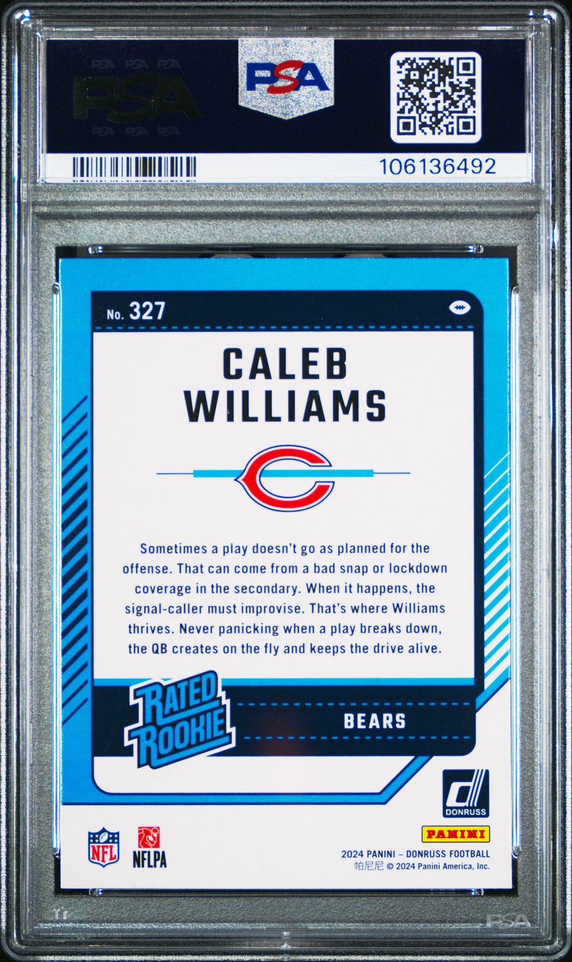 2024 Panini Donruss Caleb Williams #327 Mint 9 back