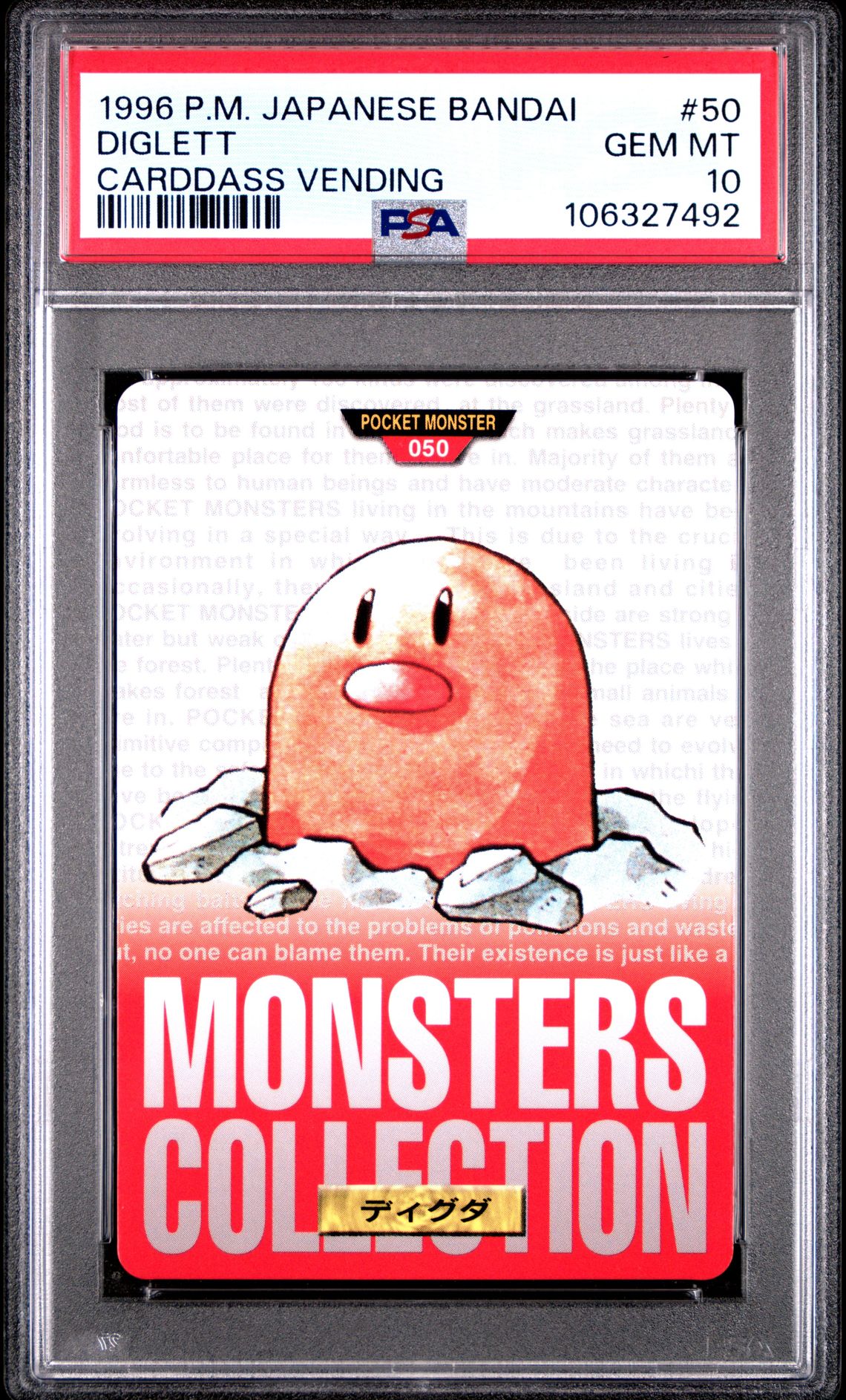 Diglett card, red version, PSA 10