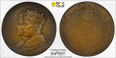 1939 Medal BHM-4394 Var 54mm AE Royal Visit to Canada MS66