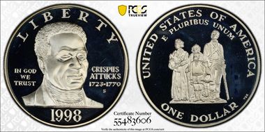 1998-S $1 Crispus Attucks PR68DCAM
