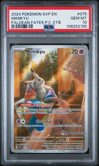 2024 Pokemon Svp En-Sv Black Star Promo Mimikyu #075 (Paldean Fates P.c. Etb) Gem Mt 10 front