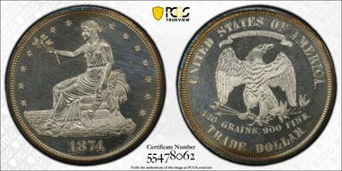 1874 T$1 PR63CAM