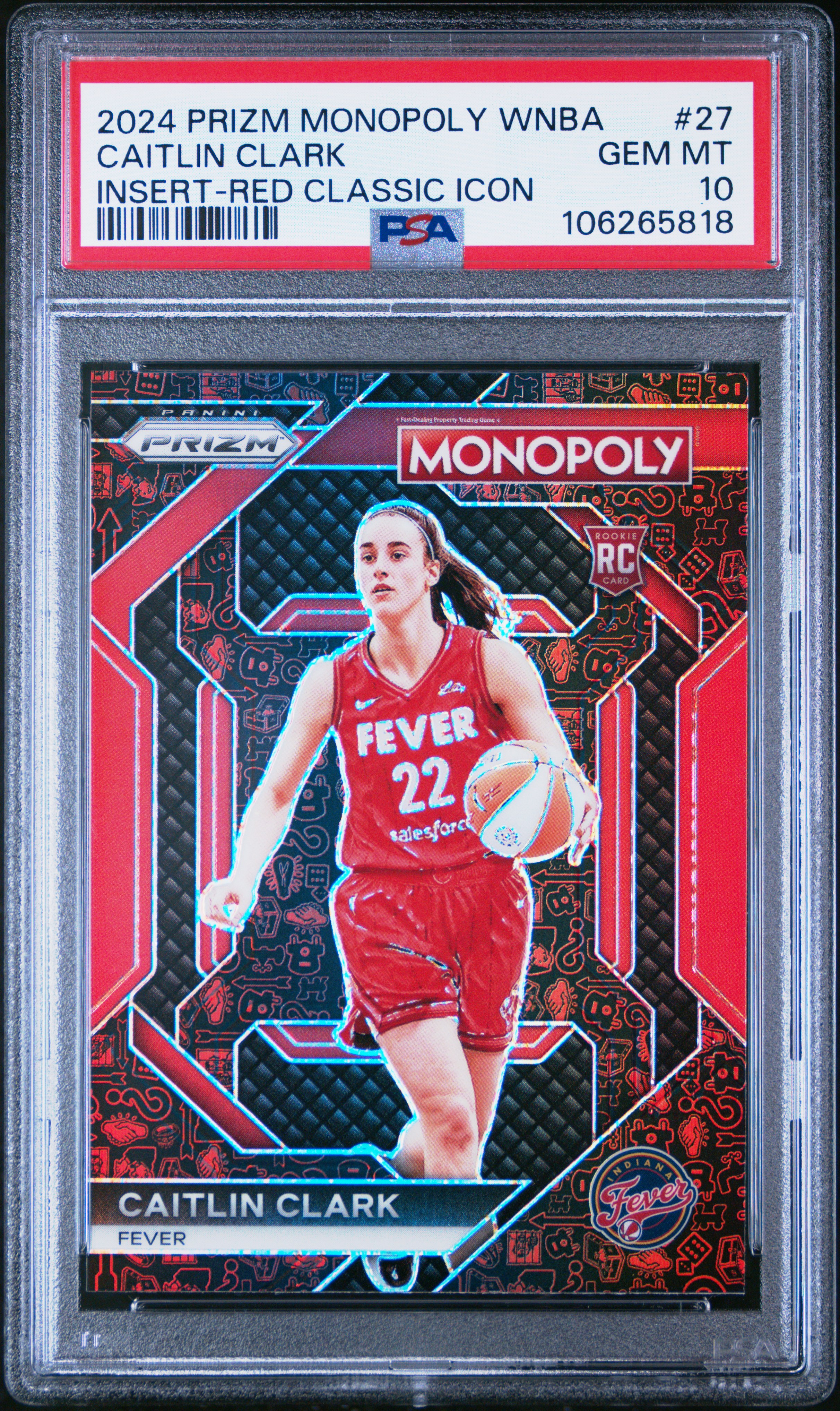 2024 Panini Prizm Monopoly Wnba Insert Caitlin Clark #27 (Insert-Red Classic Icon) Gem Mt 10 front