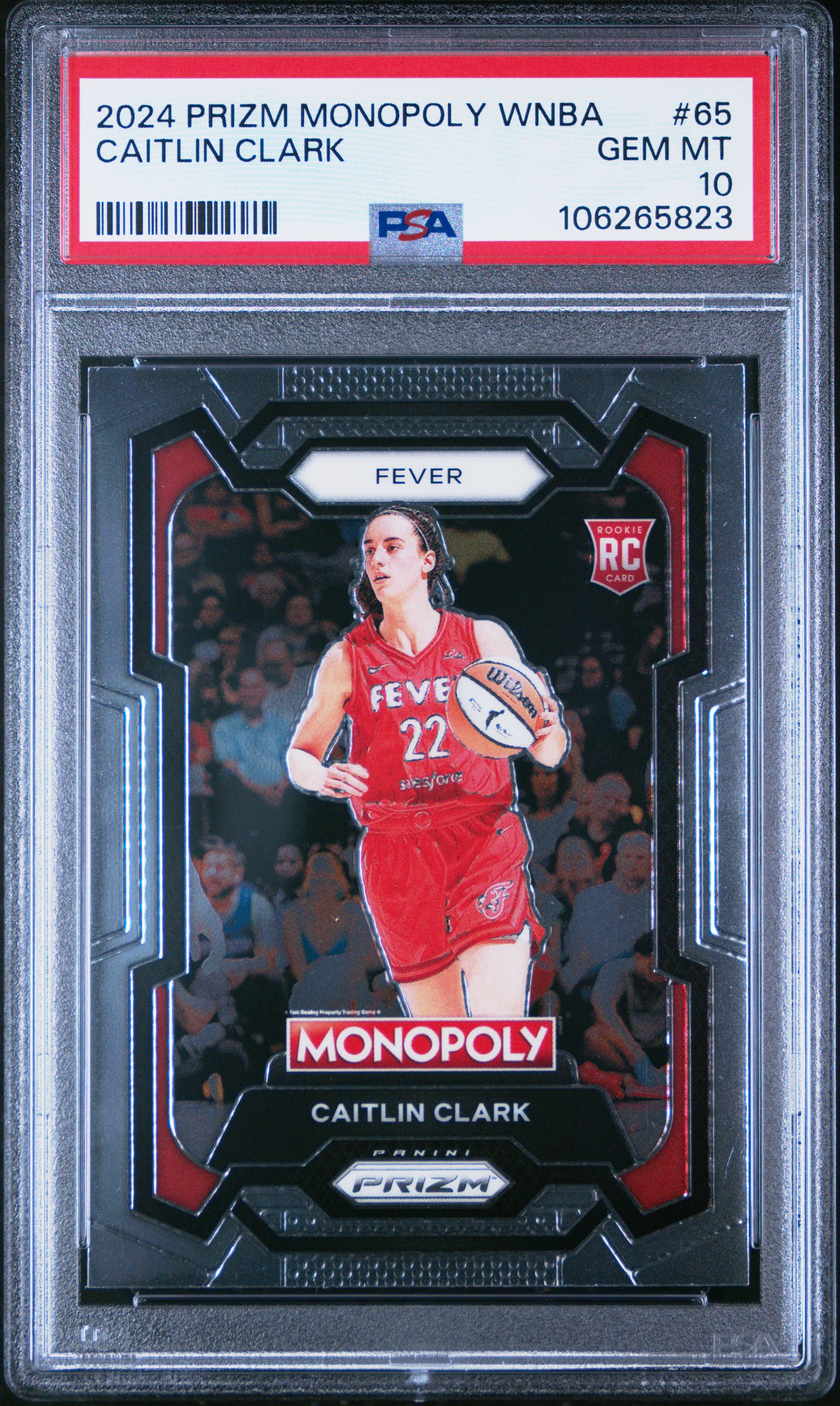 2024 Panini Prizm Monopoly Wnba Caitlin Clark #65 Gem Mt 10 front