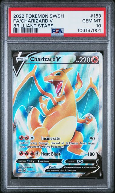 2022 Pokemon Sword & Shield Brilliant Stars Fa/Charizard V #153 (Brilliant Stars) Gem Mt 10 front
