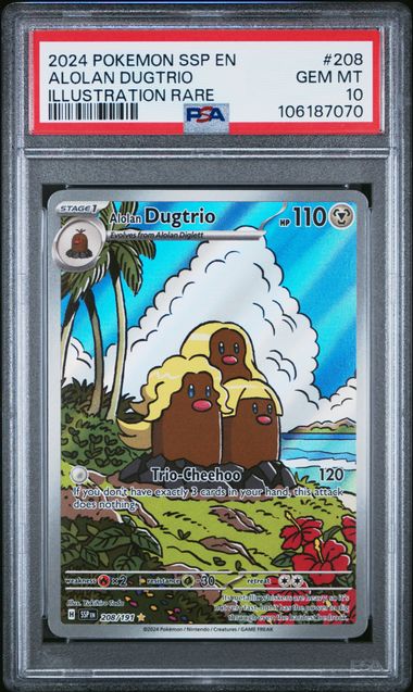 2024 Pokemon Ssp En-Surging Sparks Alolan Dugtrio #208 (Illustration Rare) Gem Mt 10 front