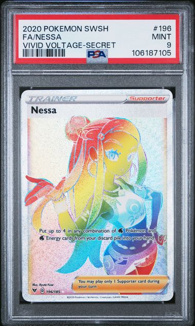2020 Pokemon Sword & Shield Vivid Voltage Fa/Nessa #196 (Vivid Voltage-Secret) Mint 9 front