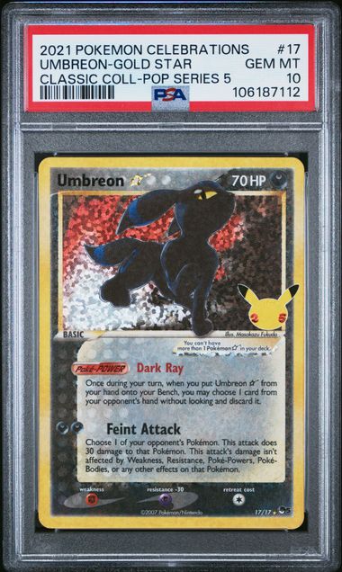 2021 Pokemon Celebrations Classic Collection Umbreon-Gold Star #17 (Classic Coll-Pop Series 5) Gem Mt 10 front