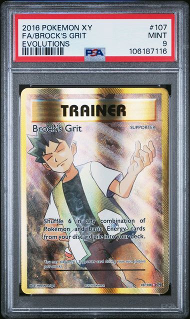 2016 Pokemon Xy Evolutions Fa/Brock's Grit #107 (Evolutions) Mint 9 front