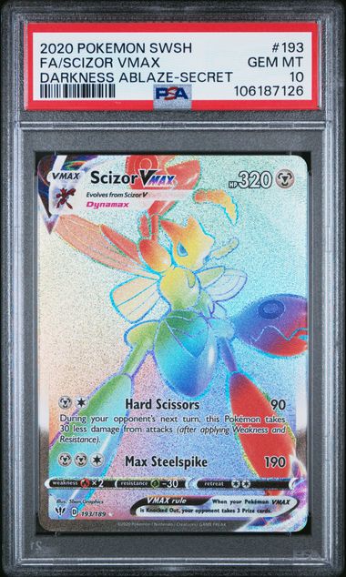 2020 Pokemon Sword & Shield Darkness Ablaze Fa/Scizor Vmax #193 (Darkness Ablaze-Secret) Gem Mt 10 front