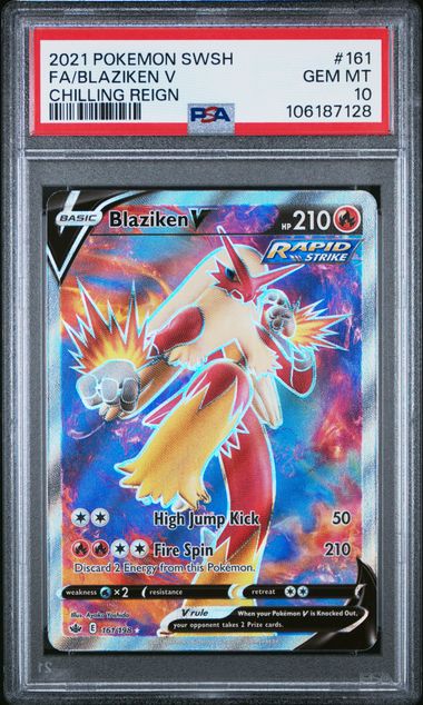 2021 Pokemon Sword & Shield Chilling Reign Fa/Blaziken V #161 (Chilling Reign) Gem Mt 10 front