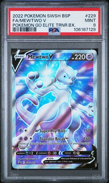 2022 Pokemon Swsh Black Star Promo Fa/Mewtwo V #229 (Pokemon Go Elite Trnr.bx.) Mint 9 front