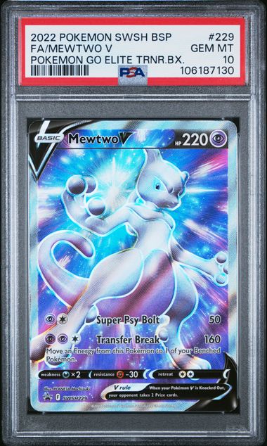 2022 Pokemon Swsh Black Star Promo Fa/Mewtwo V #229 (Pokemon Go Elite Trnr.bx.) Gem Mt 10 front