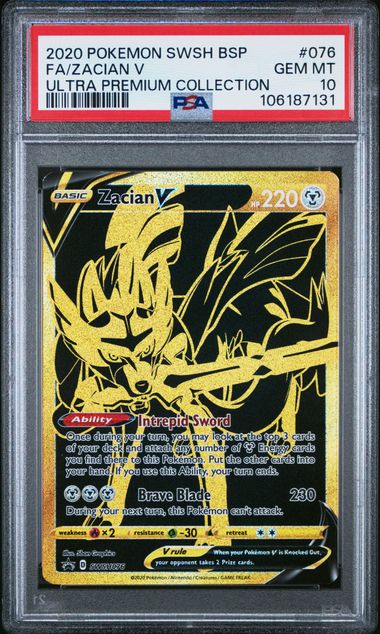 2020 Pokemon Swsh Black Star Promo Fa/Zacian V #076 (Ultra Premium Collection) Gem Mt 10 front