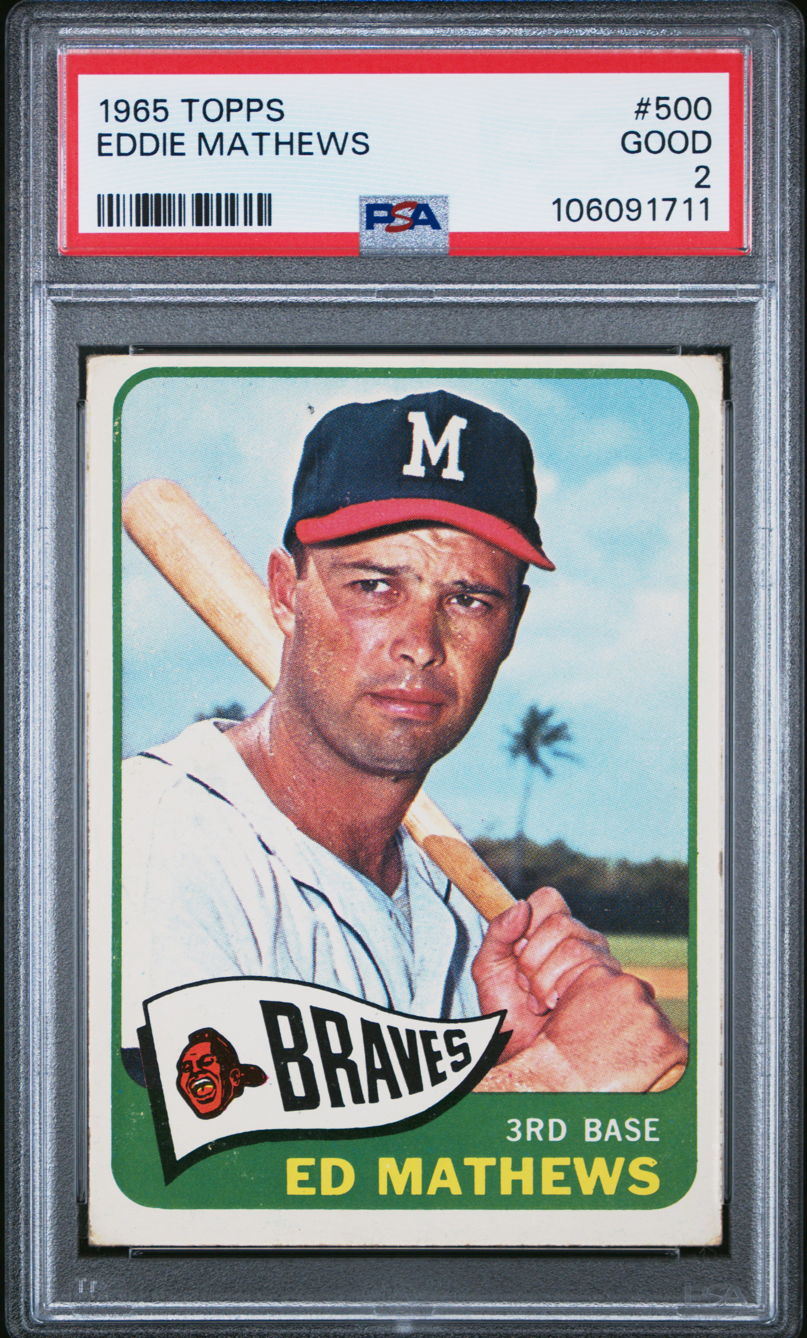 1965 Topps Eddie Mathews #500 Good 2 back