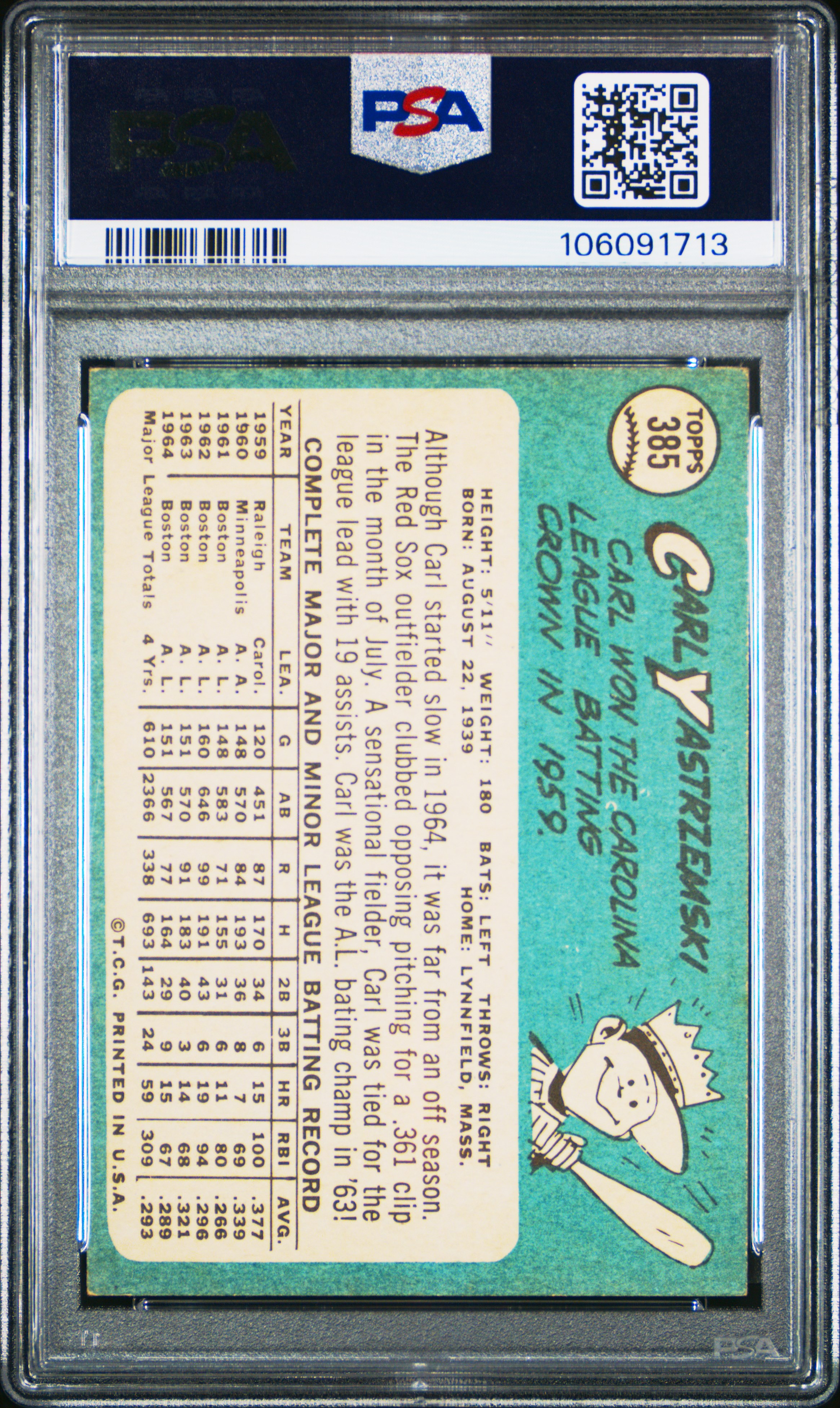 1965 Topps Carl Yastrzemski #385 Vg-Ex 4 front
