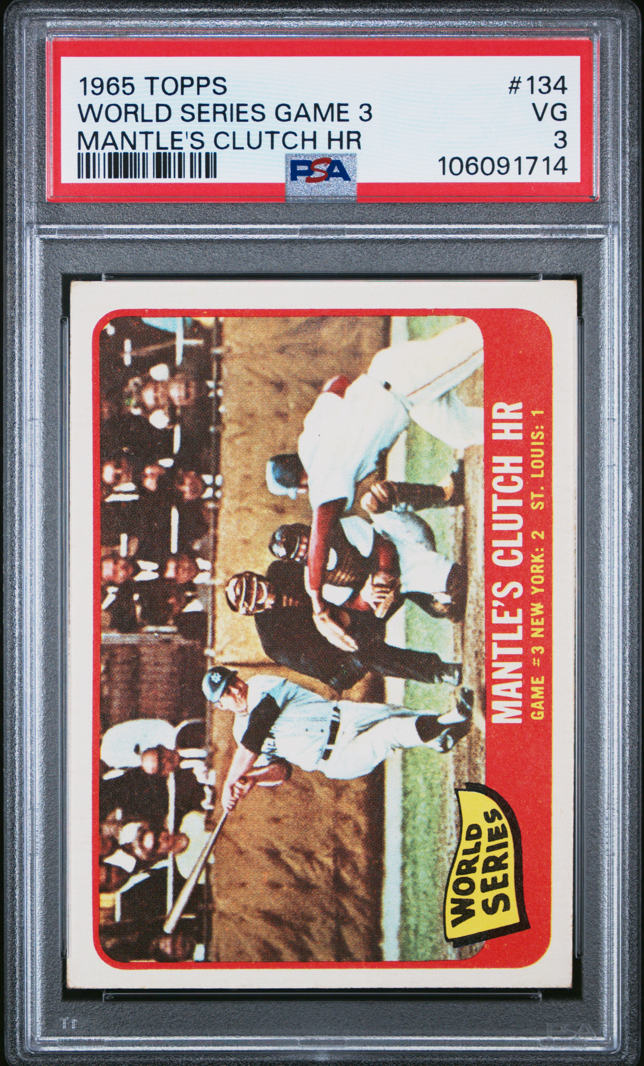 1965 Topps World Series Game 3 #134 (Mantle's Clutch Hr) Vg 3 back