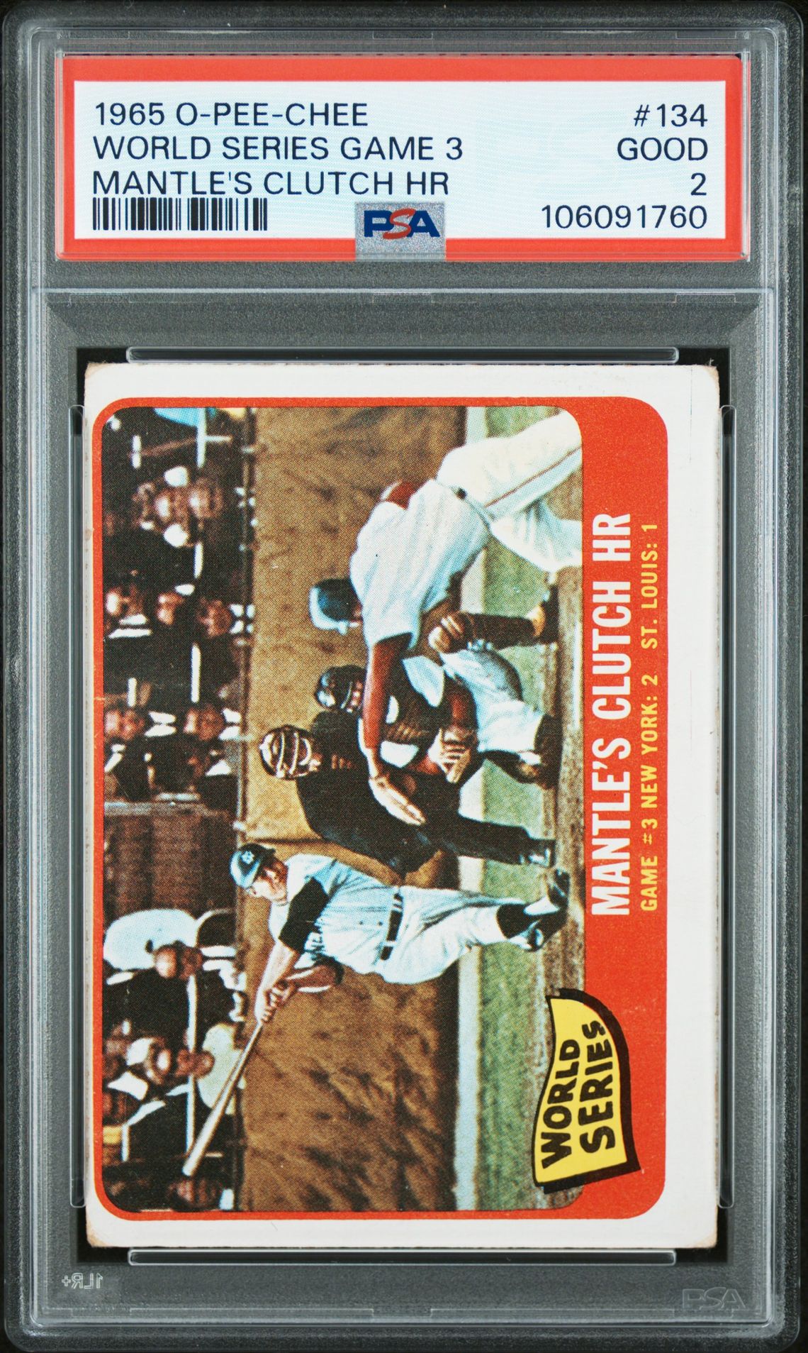 1965 O-Pee-Chee World Series Game 3 #134 (Mantle's Clutch Hr) Good 2 front