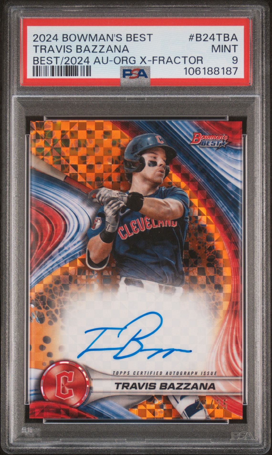 2024 Bowman BOWMAN'S BEST BEST OF 2024 AUTOGRAPHS BEST/2024 AU-ORG X-FRACTOR #B24TBA Travis Bazzana front