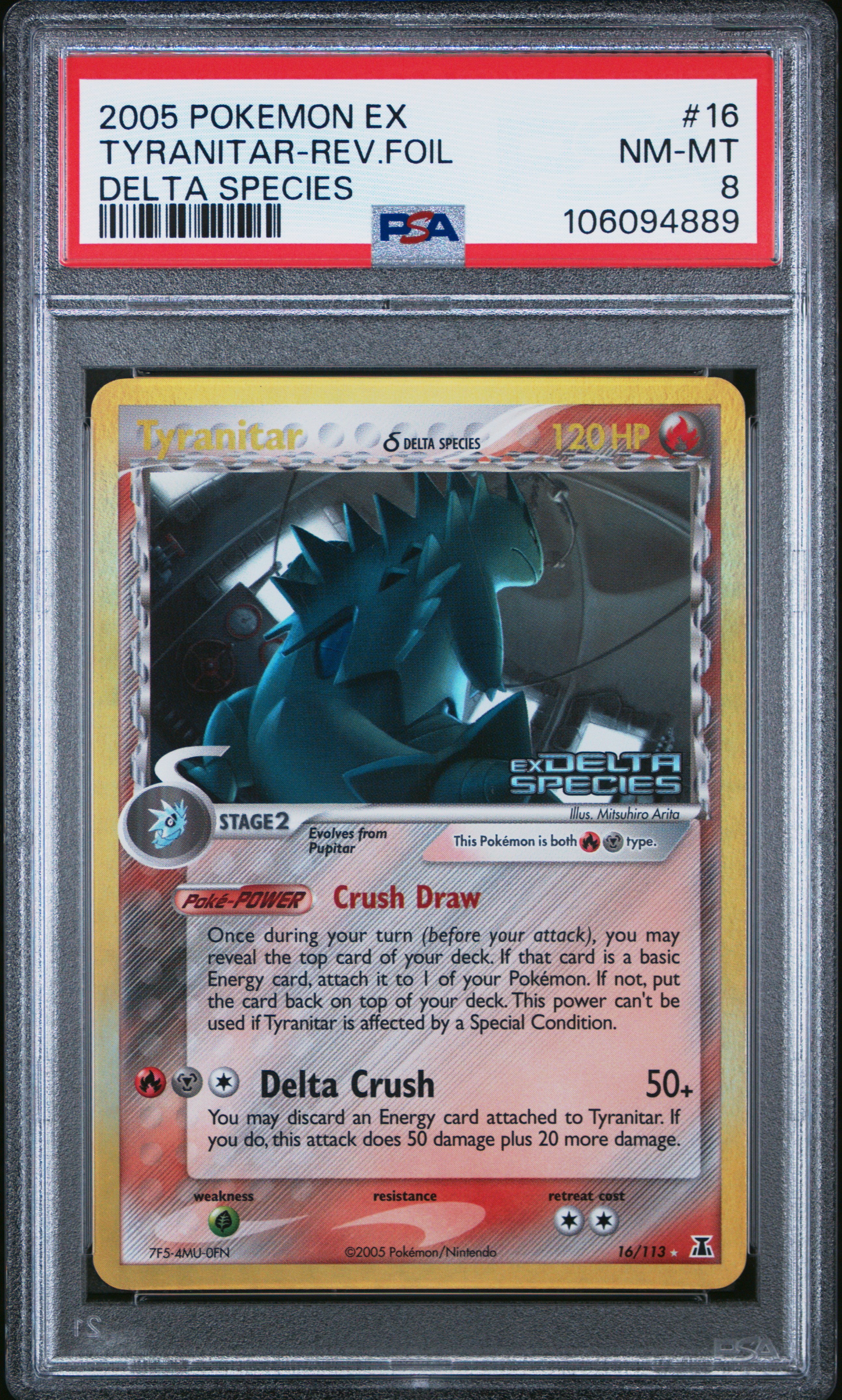 2005 TYRANITAR-REV.FOIL POKEMON EX DELTA SPECIES DELTA SPECIES PSA 8