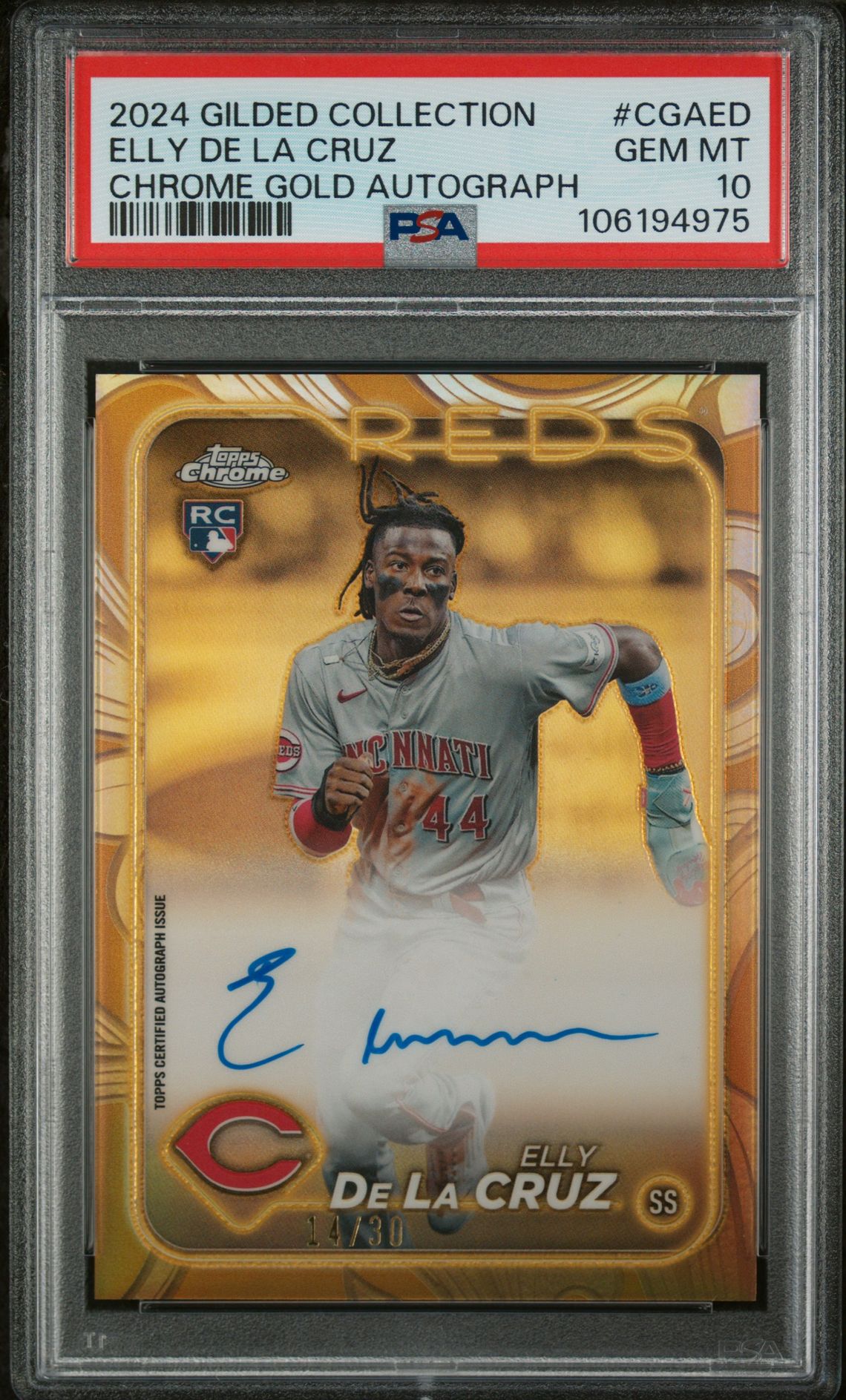 2024 Topps TOPPS GILDED COLLECTION TOPPS CHROME GOLD AUTOGRAPHS #CGAED Elly De La Cruz front