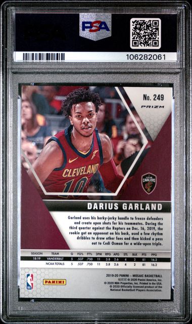 2019 Panini Mosaic Darius Garland #249 (Pink Camo) Mint 9 back