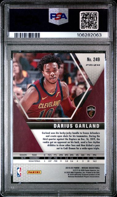2019 Panini Mosaic Darius Garland #249 (Pink Camo) Gem Mt 10 back