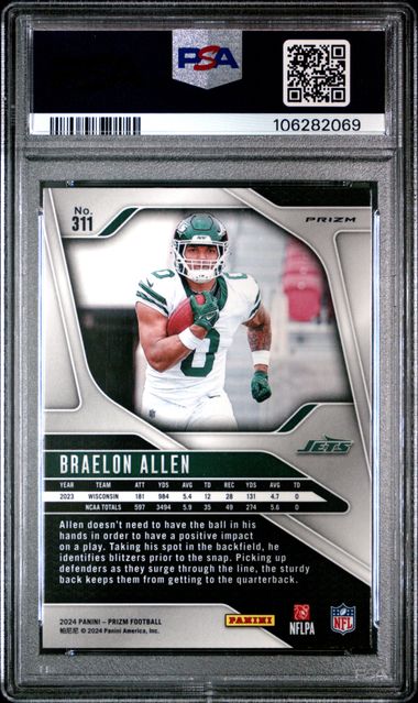 2024 Panini Prizm Braelon Allen #311 (Disco Prizm) Mint 9 back