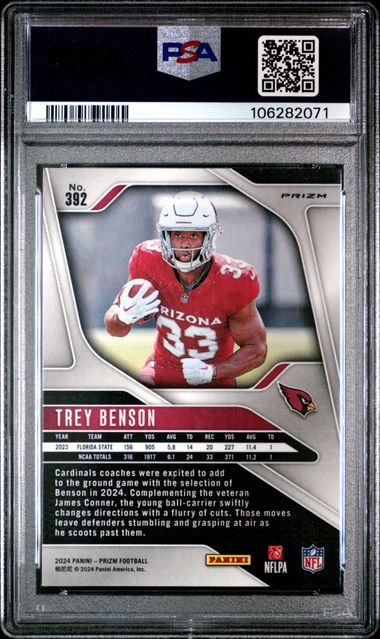 2024 Panini Prizm Trey Benson #392 (Disco Prizm) Mint 9 back