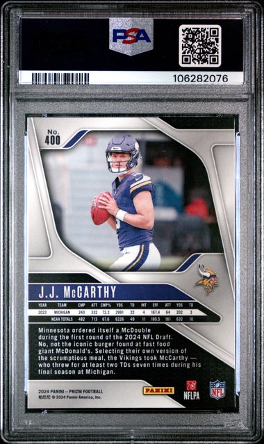 2024 Panini Prizm Jj Mccarthy #400 Mint 9 back