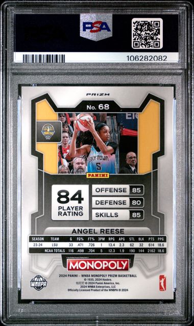 2024 Panini Prizm Monopoly Wnba Angel Reese #68 (Silver Prizm) Gem Mt 10 back