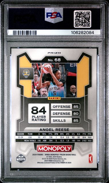 2024 Panini Prizm Monopoly Wnba Angel Reese #68 (Red Classic Icon) Gem Mt 10 back