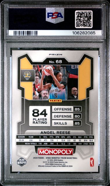 2024 Panini Prizm Monopoly Wnba Angel Reese #68 (Red Classic Icon) Gem Mt 10 back