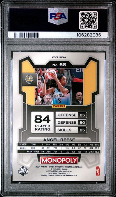 2024 Panini Prizm Monopoly Wnba Angel Reese #68 (Red Classic Icon) Gem Mt 10 back