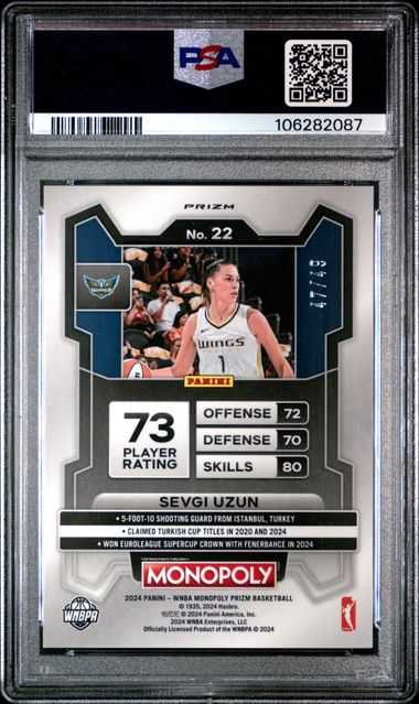 2024 Panini Prizm Monopoly Wnba Sevgi Uzun #22 (Gold Prizm) Nm-Mt 8 back
