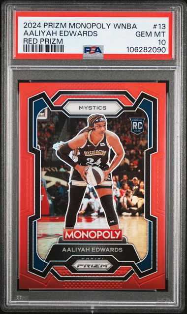 2024 Panini Prizm Monopoly Wnba Aaliyah Edwards #13 (Red Prizm) Gem Mt 10 front
