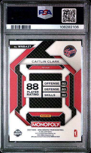 2024 Panini Prizm Monopoly Wnba Insert Caitlin Clark #27 (Insert) Ex-Mt 6 back