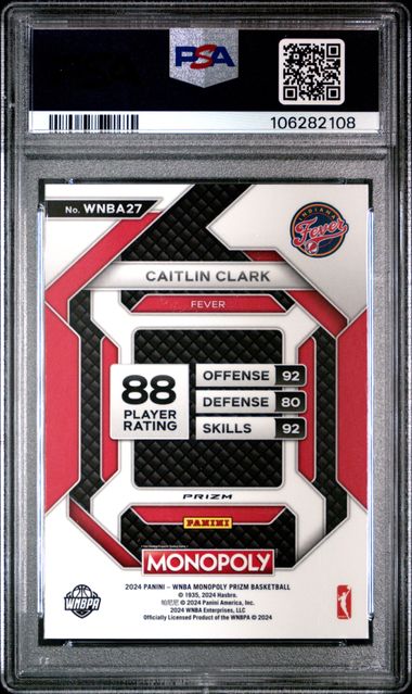 2024 Panini Prizm Monopoly Wnba Insert Caitlin Clark #27 (Insert-Silver Prizm) Gem Mt 10 back