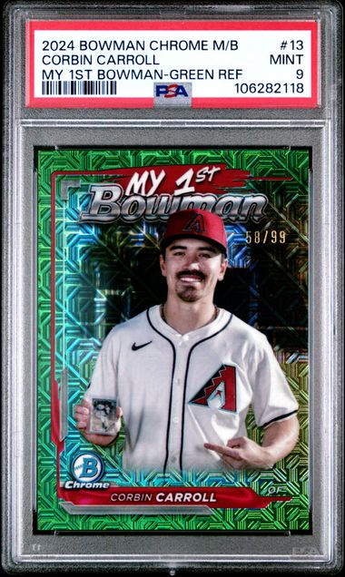 2024 Bowman Chrome Mega Box My 1St Bowman Corbin Carroll #13 (My 1St Bowman-Green Ref) Mint 9 front