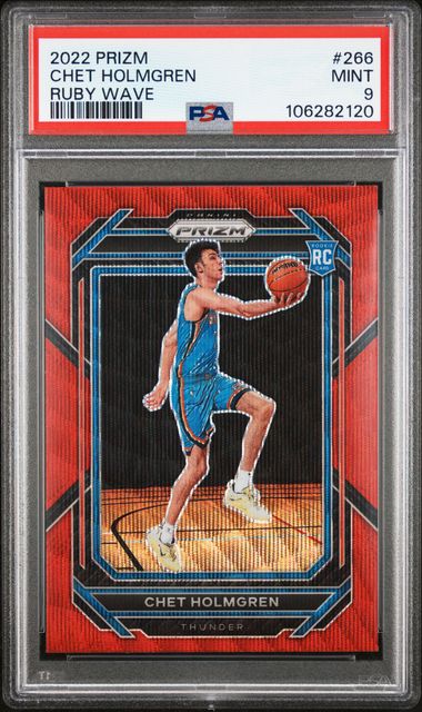 2022 Panini Prizm Chet Holmgren #266 (Ruby Wave) Mint 9 front