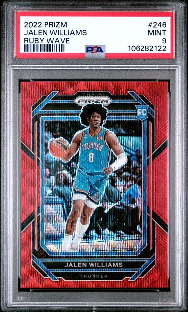 2022 Panini Prizm Jalen Williams #246 (Ruby Wave) Mint 9 front