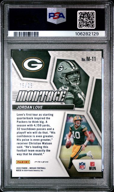 2024 Panini Mosaic Montage Jordan Love #M11 (Montage-White) Mint 9 back