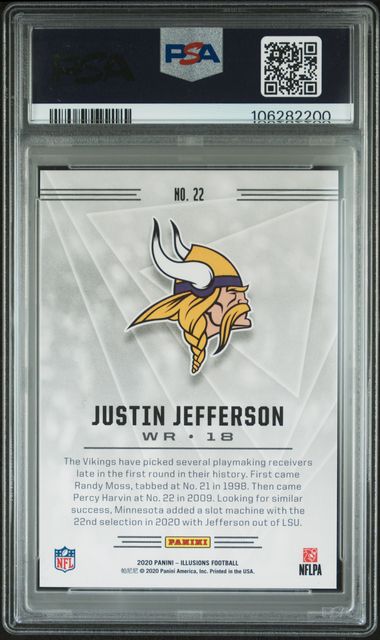 2020 Panini Illusions Justin Jefferson #22 (Trophy Collection Pink) Gem Mt 10 back